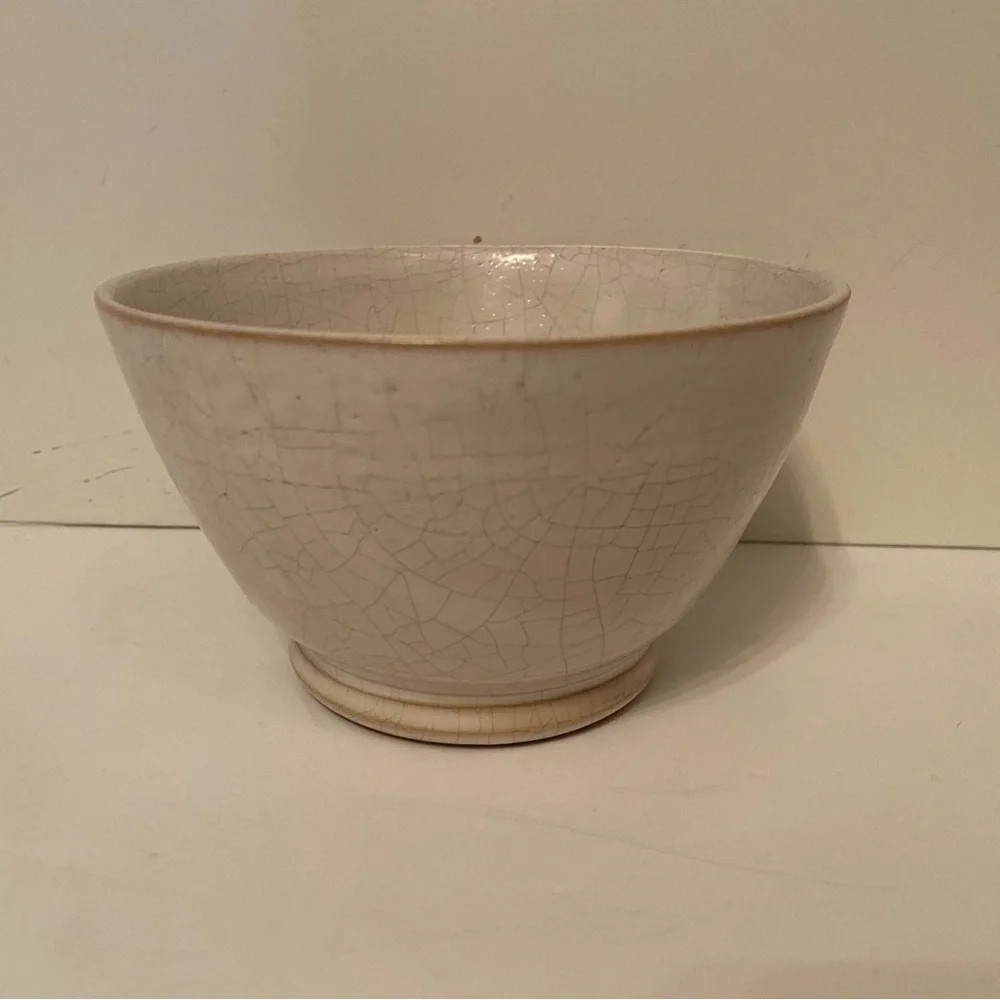 CNF CERAMICHE NICOLA FASANO GROTTAGLIE ITALIAN POTTERY BOWL WHITE GRAY CRACKLE
